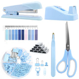 Blue Desk Accessories, Blue Office Supplies, Stapler and Tape Dispenser Set, Blue Desk Accessory Kit, Gift for Students, Women, 