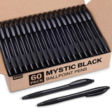 Sikao Pens Bulk, 60 Pack Black Gripped Slimster Ballpoint Pens Black Ink 1.0mm Medium Point Smooth Writing, Click Pens with Comf