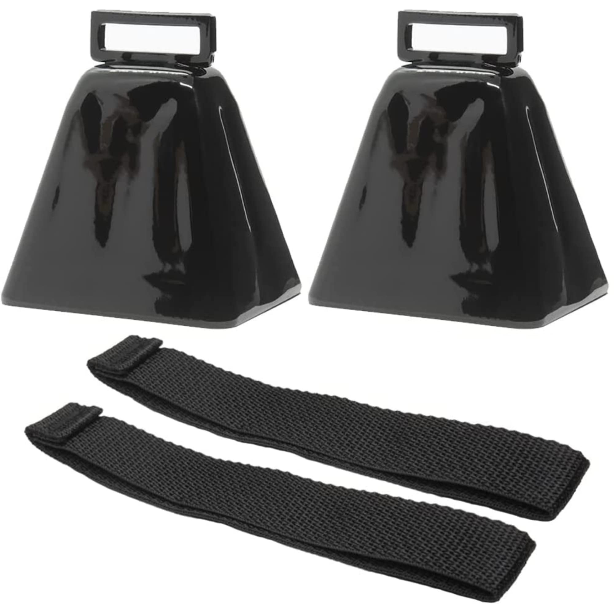 Bevin Bells Long Distance Cow Bell 10LD (Black) | Made from Steel | Loud Noise Maker | With Black Strap Around The Handle | Made