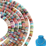 ZGGAZCA 155Pcs 4mm x 2mm Rondelle Natural Stone Disc Beads for Jewelry Making, Boho Gemstone Beads in Neutral Mix Colors