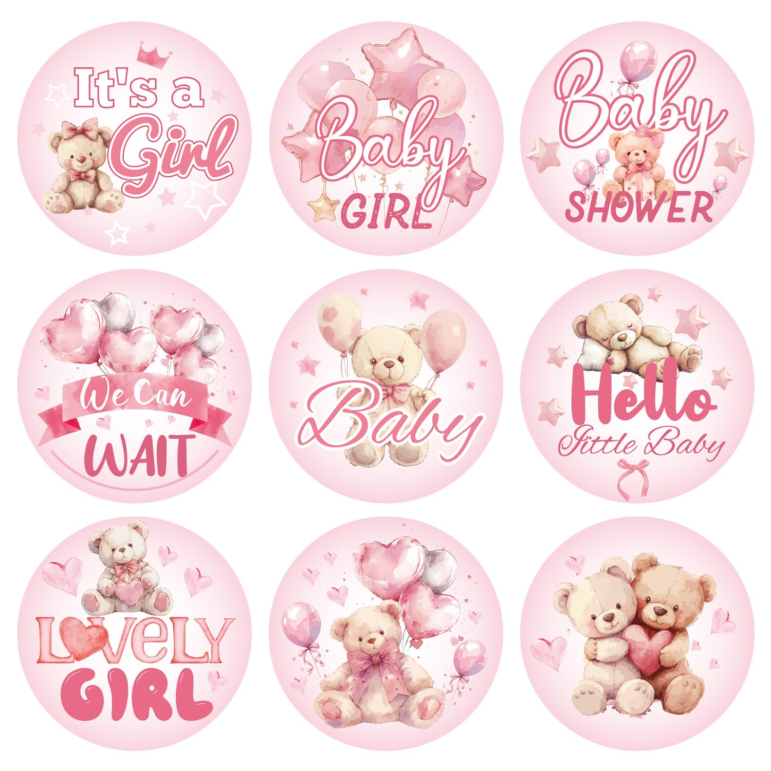 504pcs Girl Baby Shower Stickers for Favors, Pink Sweet Its A Girl Baby Stickers Round Baby Girl Labels for Chocolate Candy Gif