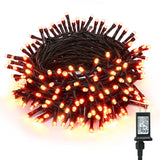 BrizLabs Halloween Lights, 240 LED 78.74ft Orange Lights, Outdoor Halloween Mini Lights Connectable, 8 Modes Plug-in LED String 