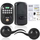 VEVOR Keyless Entry Door Lock with Handle, Electronic Keypad Entry Lever, Password and Key Unlock Combination, Auto-Locking Keyp