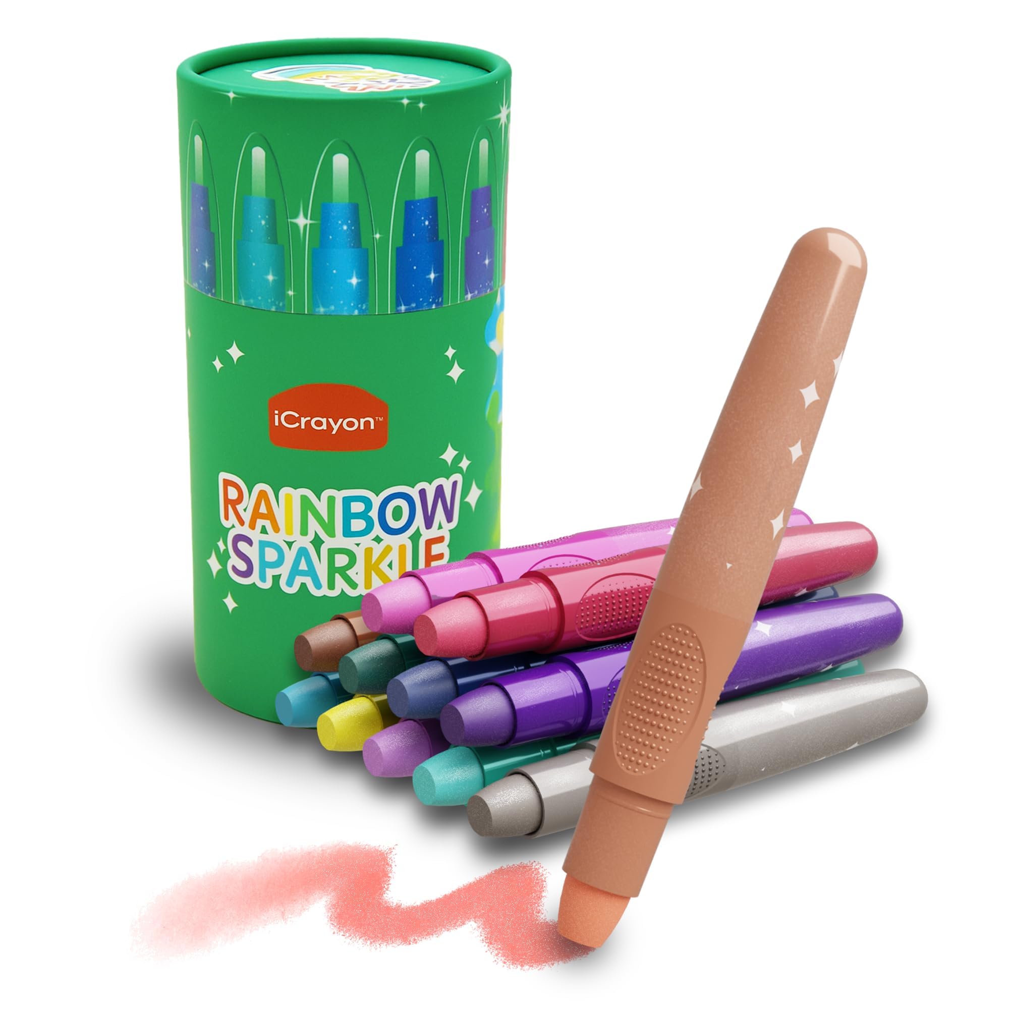 12 Colors Rainbow Sparkle Metallic Watercolor Gel Crayons, Glitter Twistable Crayons for Toddlers, Non-Toxic, Hands Cleand, Wash