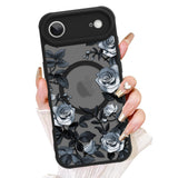 AIGOMARA Floral Case Designed for iPhone Air [Compatible with MagSafe] White Rose Flower Pattern with Semi-Transparent Frosted P