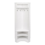 Prepac White Corner Hall Tree: Multifunctional Corner Clothes Rack with Corner Shoe Shelf - Elegant & Space-Saving Corner Soluti