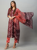 Gosriki Women'S Cotton Blend Straight Printed Kurta With Pant & Dupatta (Nalika Magenta-Kbv-Gs_Xl_Magenta_X-Large),Magenta,,B0CNLZKYSD