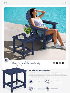 KINGYES Adirondack Outdoor Side Table, Navy