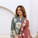 Anni Designer Women'S Rayon Viscose Printed Straight Kurta With Pant & Dupatta (Panuja Grey-Vks01_Xxl_Grey_Xx-Large),Grey,2XL,,,