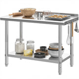 DWVO 48x24in Stainless Steel Table, NSF Metal Prep Worktable with Backsplash for Kitchen Restaurant Hotel Garage Warehouse Home