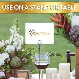 10 Pack Gold Reserved Table Signs for Wedding Party Restaurant - Double Sided Reserved Table Signs - Gold Reserved Signs for Tab