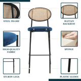 Leisuremod Euston Modern Wicker Bar Stool With Black Steel Frame