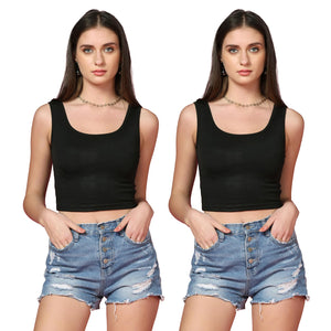 Toplot Women'S Combo Solid Ribbed Scoop Neck Sleeveless Slim Fit Tank Top Pack Of 2 (Combo-5069-Blk-Blk-Xs),Black-Black,,B0CG5GL168