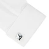 MENDEPOT Classic Genuine Onyx and Mother of Pearl Cufflinks Men Classic Cuff links With Box