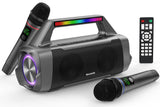 Karaoke Machine with Two Wireless Microphones,Portable Bluetooth Speaker for 100W Stereo Sound, IPX7 Waterproof Speaker with Rem