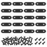 Mardatt 20 Sets 40x16mm(1.58x0.62inch) Stainless Steel Black Straight Bracket Mending Plates for Wood Heavy Duty Flat Straight B