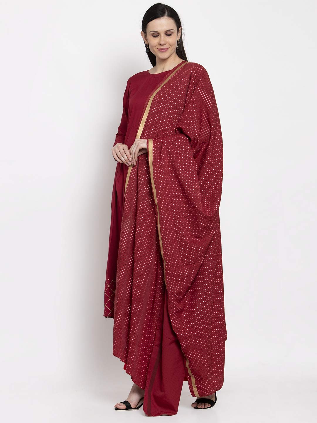 Anni Designer Women'S Maroon Rayon Anarkali Kurti Plazzo Dupatta Set (Can Be Maroon_S),Maroon,S,Rayon,Anarkali,Kurti, kurta, Dupatta