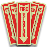 iSYFIX Fire Extinguisher Glow in the Dark Sticker Sign - 5 Pack 4x12 Inch - Premium Self-Adhesive Vinyl, Laminated for Ultimate 