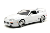 Jada Toys Fast & Furious 1:24 Brians Toyota Supra Die-cast Car White, toys for kids and adults (97375)