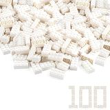 Feleph 100pcs 2x4 Bricks White Pieces Parts Classic Building Blocks Creative Play Set Toy Accessories Combine with 3001 Major Br