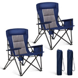 ALPHA CAMP Heavy Duty High Back Camping Chairs with Cup Holder Oversized Folding Chair Outdoor Chair with Headrest,Lawn with Sid