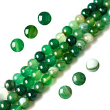 100pcs 10mm Green Stripe Agate Beads Natural Gemstone Beads Round Loose Beads for Jewelry Making