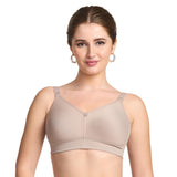 TRYLO Riza Womens T-FIT Non-Padded Non-Wired Full Coverage Seamless 100% Hosiery Cotton Bra Available in Multicolor, Haszel, 32F