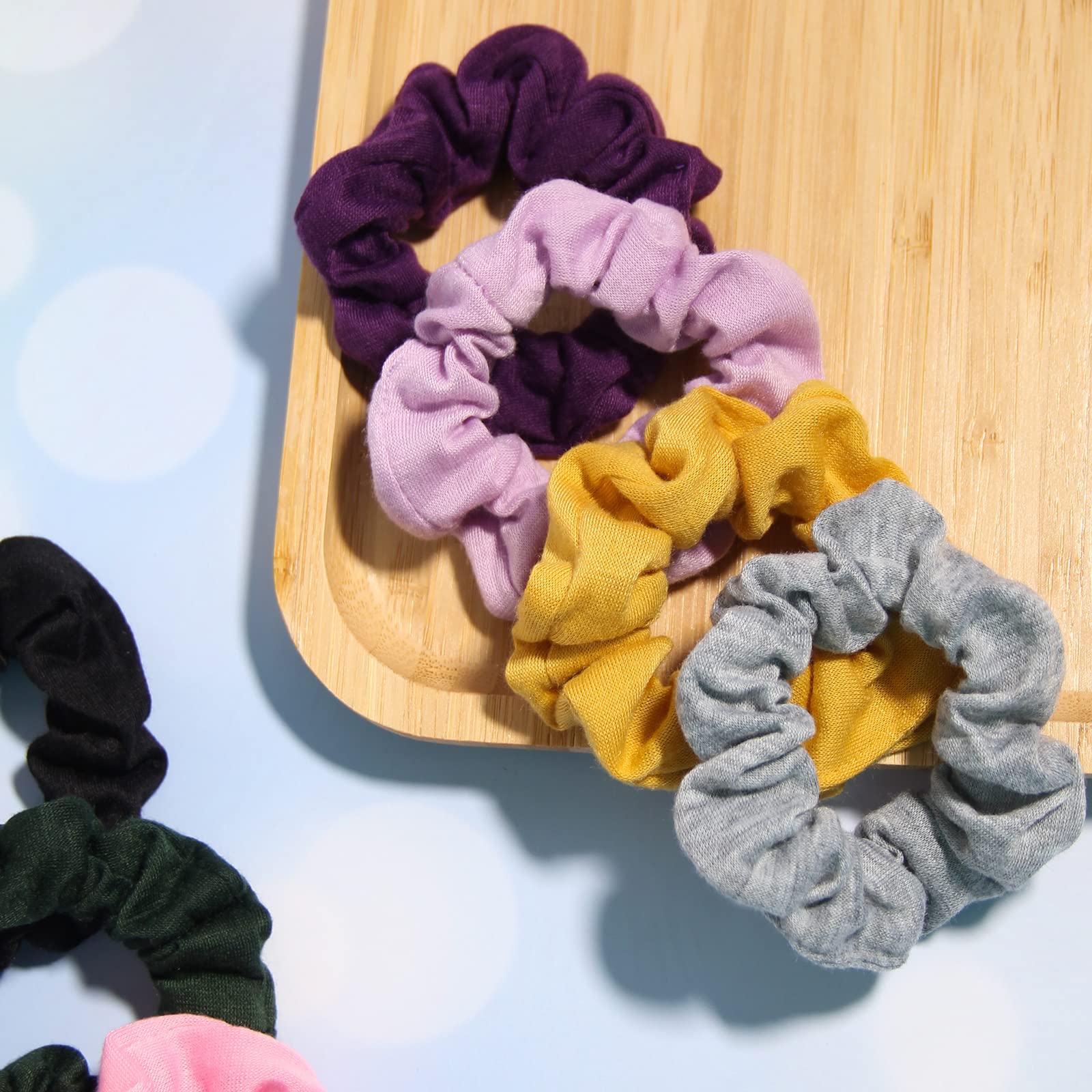 SUSULU Pack of 16pcs Cotton Hair Scrunchies Single Jersey Solid Color Ponytail Holders Elastic Hair Ties for Women Accessories