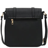ALYSSA Double Compartment Large Flapover Crossbody Bag (Black)