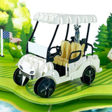 PQDGlobal 3D Golf Cart Popup Card - Handmade Paper Art for Birthday, Anniversary, Christmas, Father? Day - Unique Greeting Card 