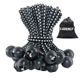LOOGI Ball Bungee Cords, Tie Down Cords Elastic String UV Resistant Rope for Canopy Tarp Camping (50, Black White, 6 Inch)