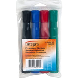 Integra Permanent Marker, Chisel Tip, 4/Pack, Black/Red/Blue/Green (ITA30012)