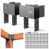 WOWACE 4 Pack 4x6 (Actual 3.5x5.5) Heavy Duty Stainless Steel Pergola Brackets - Corner Post to Beam Connector for Gazebos, Pati