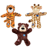 KONG Wild Knots Dog Toys 3 Pack - Bear, Giraffe & Tiger - Durable Plush Toys with Internal Knotted Rope & Squeaker - Soft Outsid