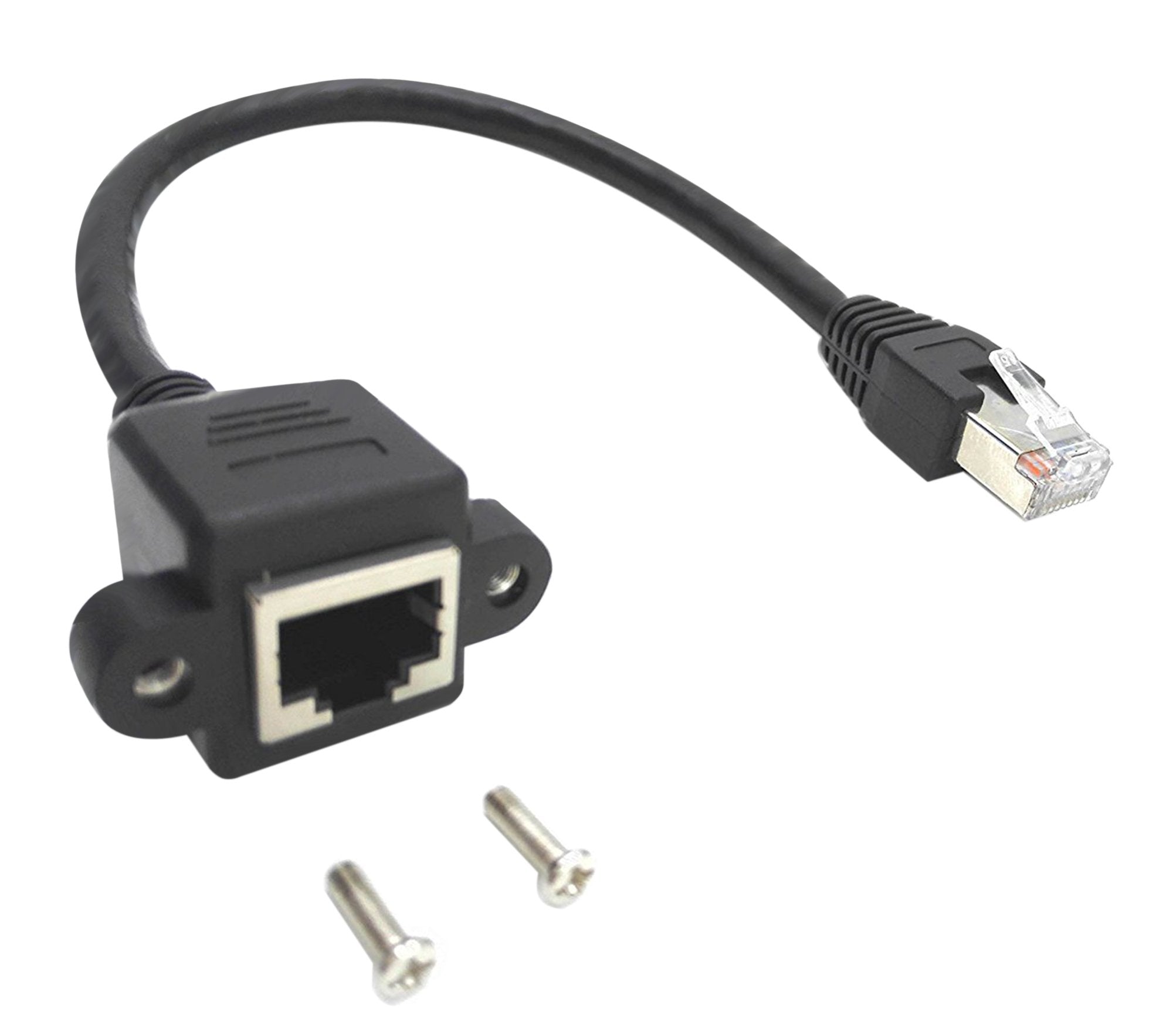 zdyCGTime 10inch Cat6e RJ45 M/F Shielded Ethernet Network Screw Panel Mount Extension Cable (10inch RJ45)