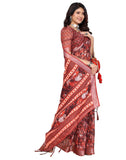 Yashika Women'S Digital Print Cotton Silk Blend Saree With Silver Weaving Border And Tassels - Elegant Ethnic Wear For Festive And Casual Occasions (Az-Ys-P2-Tiger15)