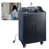 Ozark River Portable Sinks Premier, Black Laminate Cabinet-ABS Countertop & Basin, Mobile Hot Water Hand Washing Station with Wa