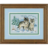 Dimensions 06800 Pair of Wolves Nature Cross Stitch Kit, 16 Count Dove Grey Aida, 7 W x 5 H
