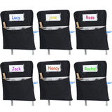 Maitys 6 Pack Large 17 Inches Chairback Pocket Chart Student Chair Pockets Chair Back Classroom Organizer with Name Tag for Keep