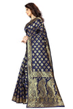 Sugathari Womens Banarasi Saree Pure Kanjivaram Silk Saree Soft New Ladies 2023 Design Wear Pattu Sarees Latest Cotton Party Sari Collections With Blouse Piece For Wedding Sadi (Pari 72 N Blue)