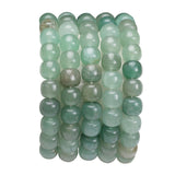 BEADIA Natural Green Aventurine Jade Flat Cut Round Drum Stone 8mmx7mm Loose Semi Gemstone Beads for Jewelry Making 38cm