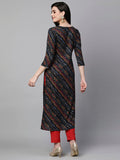 Gosriki Women'S Cotton Blend Straight Printed Kurta With Pant Set (Rathi Blue-Gs_Xxl_Blue_Xx-Large),Blue,2,B0CK5W83D2