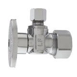 Plumb Pak PP123PCLF 1/4 Turn Angle ShutOff Valve, 1/2 X 1/4 In, Compression X Od, Body, Chrome Plated, 0.5