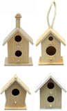 Creative Hobbies Mini 4 Inch Tall Birdhouse Set of 4 Styles, Small Unfinished Wood Ready to Paint or Decorate