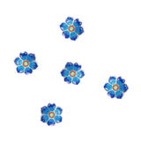 LiQunSweet 5 Pcs Handcrafted Alloy Enamel Loose Metal Beads Flower Silver Color Hollow Spacer Charms Bulk for Jewelry Making DIY
