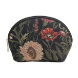 Signare Tapestry Cosmetic Bag Toiletry Makeup Bag for Women With Morning Garden Black Design (COSM-MGDBK)