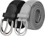Veteran Stretchable Braided Cotton Belt For Women, Ladies Belt, Black,And Grey, Color Combo Of 2 Pcs(Stretch Belt06)