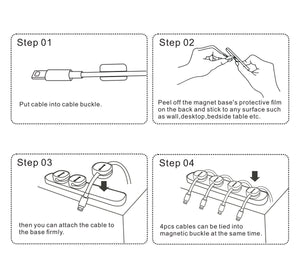 Yugoo Magnetic Cable Organizer, Magnetic Cable Clips, Cable Holder Clips Organizer, Desktop Cord Management for All Wires (2 Pac