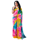 Satrani Womens Georgette Printed Ready To Wear Saree with Unstitched Blouse Piece (4RS110N_Multi7)