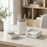 KIBAGA Modern Aesthetic Desk Accessories Set of 3 - Stylish Concrete Organizers for Pens & Office Supplies - A Cute and Function